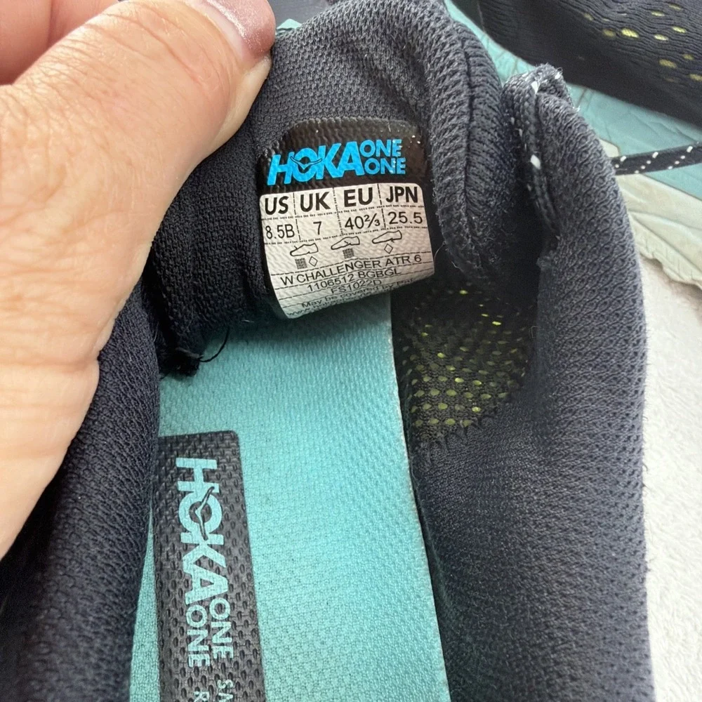 Hoka One One Challenger ATR 6 Shoes Womens 8.5 Black Blue Trail Running Sneakers